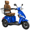 Image of Bespoke Legacy Full Size 3-Wheel Mobility Scooter in Color Blue with Brown Seat and Black Wheel Rims
