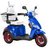 Image of Bespoke Legacy Full Size 3-Wheel Mobility Scooter in Color Blue with White Seat and Red w/ Black Wheel Rims