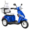 Image of Bespoke Legacy Full Size 3-Wheel Mobility Scooter in Color Blue with White Seat and White Wheel Rims