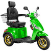 Image of Bespoke Legacy Full Size 3-Wheel Mobility Scooter in Color Green with Black Seat and Gold w/ Black Wheel Rims