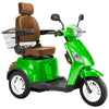 Image of Bespoke Legacy Full Size 3-Wheel Mobility Scooter in Color Green with Brown Seat and White Wheel Rims