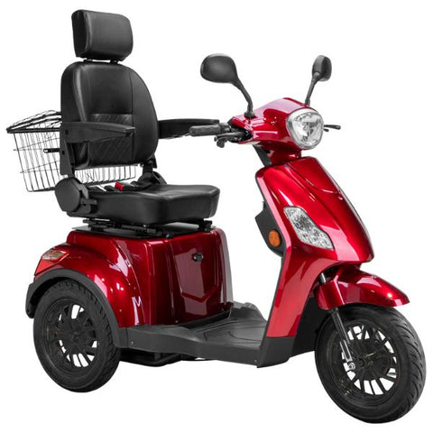 Bespoke Legacy Full Size 3-Wheel Mobility Scooter in Color Red with Black Seat and Black Wheel Rims 