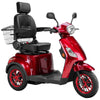 Image of Bespoke Legacy Full Size 3-Wheel Mobility Scooter in Color Red with Black Seat and Red w/ Black Wheel Rims 