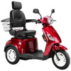 Image of Bespoke Legacy Full Size 3-Wheel Mobility Scooter in Color Red with Black Seat and White Wheel Rims 