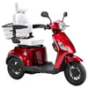 Image of Bespoke Legacy Full Size 3-Wheel Mobility Scooter in Color Red with White Seat and Black Wheel Rims 