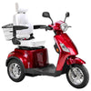 Image of Bespoke Legacy Full Size 3-Wheel Mobility Scooter in Color Red with White Seat and Chrome Wheel Rims 