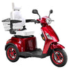 Image of Bespoke Legacy Full Size 3-Wheel Mobility Scooter in Color Red with White Seat and Red w/ Black Wheel Rims 