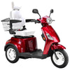 Image of Bespoke Legacy Full Size 3-Wheel Mobility Scooter in Color Red with White Seat and White Wheel Rims 