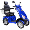 Image of Bespoke Platinum Bariatric 4-Wheel Mobility Scooter in Blue Color with Black Seat and Chrome Wheel Rims