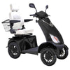 Image of Bespoke Platinum Bariatric 4-Wheel Mobility Scooter in Matte Black Color with White Seat and Black Wheel Rims
