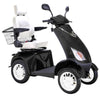Image of Bespoke Platinum Bariatric 4-Wheel Mobility Scooter in Matte Black Color with White Seat and White Wheel Rims