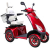 Image of Bespoke Platinum Bariatric 4-Wheel Mobility Scooter in Red Color with White Seat and Red w/ Black Wheel Rims
