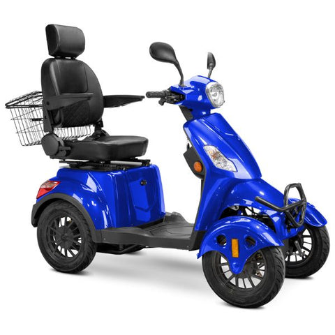Bespoke Prestige Full Size 4-Wheel Mobility Scooterin Blue Color Black Seat and Black Wheel Rims
