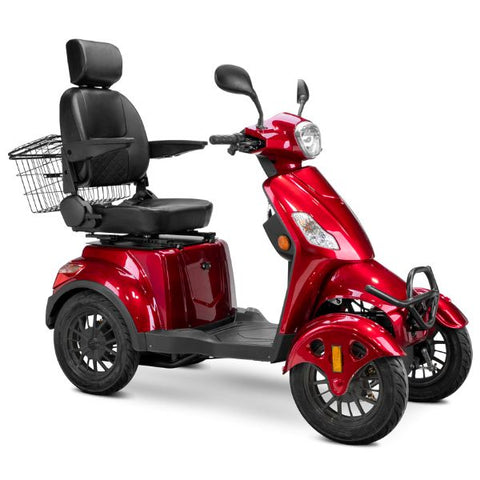 Bespoke Prestige Full Size 4-Wheel Mobility Scooterin Red Color Black Seat and Black Wheel Rims