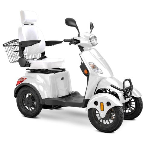 Bespoke Prestige Full Size 4-Wheel Mobility Scooterin White Color White Seat and Black Wheel Rims