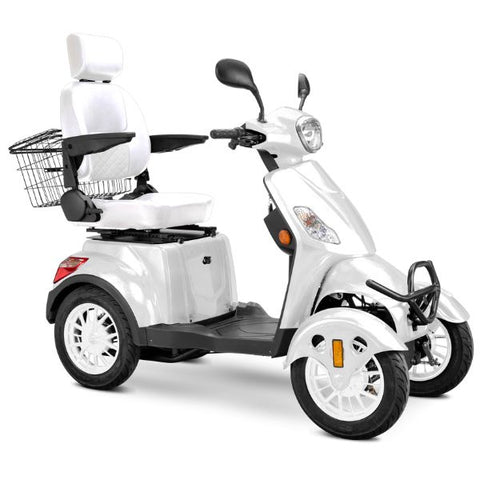 Bespoke Prestige Full Size 4-Wheel Mobility Scooterin White Color White Seat and White Wheel Rims