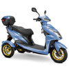 Image of Bespoke Regal Full Size 3-Wheel Mobility Scooter in Blue Color with Black Seat and Gold Wheel Rims