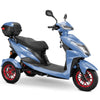 Image of Bespoke Regal Full Size 3-Wheel Mobility Scooter in Blue Color with Black Seat and Red Wheel Rims