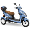 Image of Bespoke Regal Full Size 3-Wheel Mobility Scooter in Blue Color with Brown Seat and White Wheel Rims