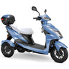 Image of Bespoke Regal Full Size 3-Wheel Mobility Scooter in Blue Color with White Seat and Black Wheel Rims