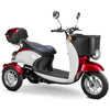 Image of Bespoke Supreme 3-Wheel Mobility Scooter in Red & White Color with Black Seat and Chrome Wheel Rims