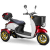 Image of Bespoke Supreme 3-Wheel Mobility Scooter in Red & White Color with Black Seat and Gold Wheel Rims