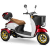 Image of Bespoke Supreme 3-Wheel Mobility Scooter in Red & White Color with Brown Seat and Gold Wheel Rims