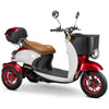 Image of Bespoke Supreme 3-Wheel Mobility Scooter in Red & White Color with Brown Seat and Red Wheel Rims
