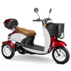 Image of Bespoke Supreme 3-Wheel Mobility Scooter in Red & White Color with Brown Seat and White Wheel Rims