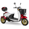Image of Bespoke Supreme 3-Wheel Mobility Scooter in Red & White Color with White Seat and Gold Wheel Rims