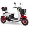 Image of Bespoke Supreme 3-Wheel Mobility Scooter in Red & White Color with White Seat and Red Wheel Rims