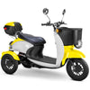 Image of Bespoke Supreme 3-Wheel Mobility Scooter in Yellow & White Color with Black Seat and Black Wheel Rims