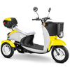 Image of Bespoke Supreme 3-Wheel Mobility Scooter in Yellow & White Color with White Seat and White Wheel Rims