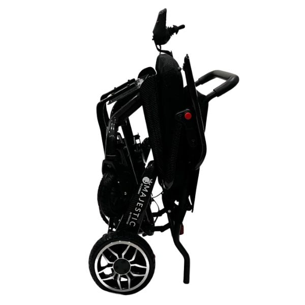 ComfyGo IQ-Carbon Lightweight Carbon Fiber Electric Wheelchair on a folding position