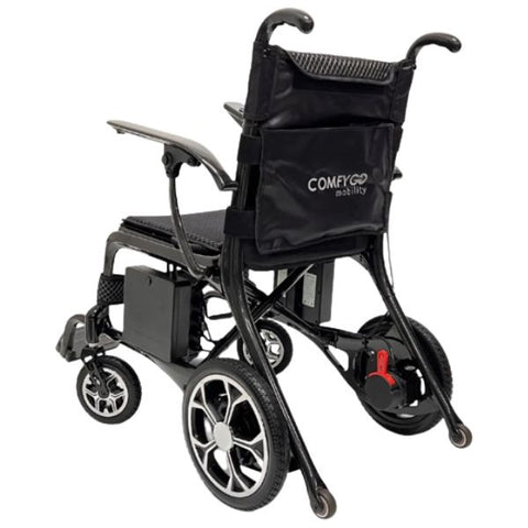 ComfyGo Phoenix Carbon Fiber Folding Electric Wheelchair Standard Textile Back View