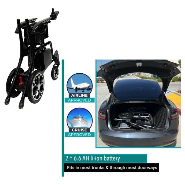 ComfyGo Phoenix Carbon Fiber Folding Electric Wheelchair Folded View 