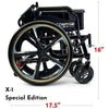 Image of ComfyGo X-1 Lightweight Manual Wheelchair Special Edition Folded Dimensions