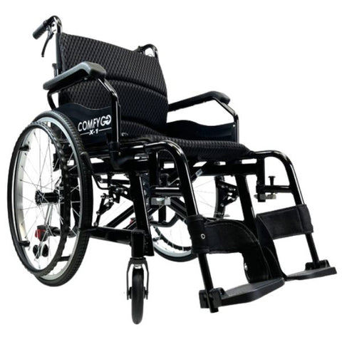 ComfyGo X-1 Lightweight Manual Wheelchair Standard Edition Black Color