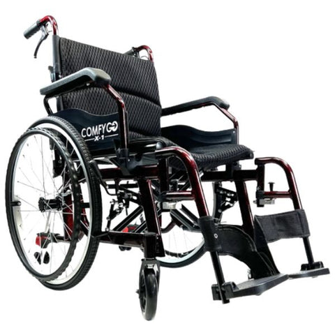 ComfyGo X-1 Lightweight Manual Wheelchair Standard Edition Red Color