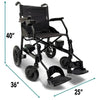Image of ComfyGo  X-Lite Ultra Lightweight Foldable Electric Wheelchair DImensions