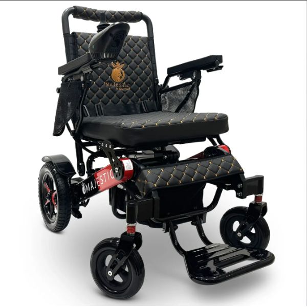 ComfyGo IQ-7000 Remote Control Folding Electric Wheelchair Black and Red frame with Black Cushion