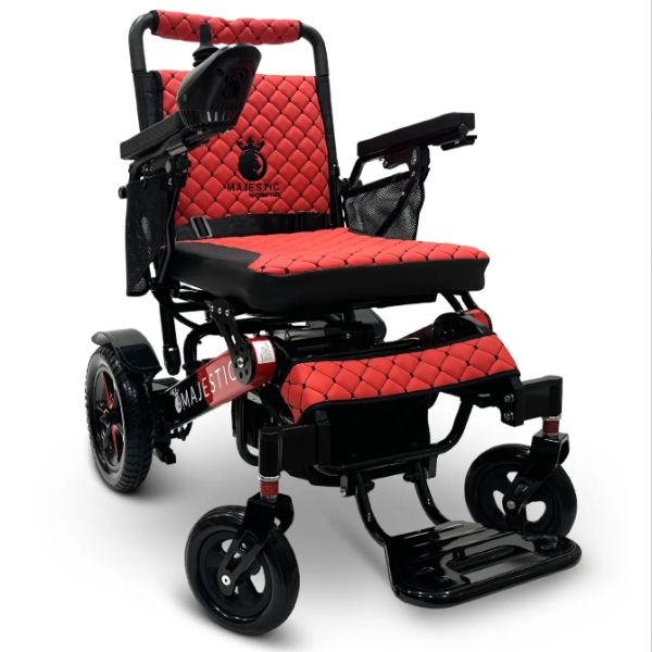 ComfyGo IQ-7000 Remote Control Folding Electric Wheelchair Black and Red frame with Red Cushion