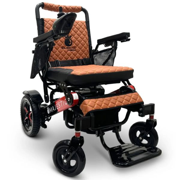 ComfyGo IQ-7000 Remote Control Folding Electric Wheelchair Black and Red frame with Taba Cushion