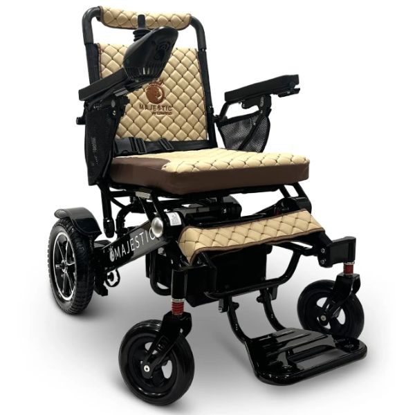 ComfyGo IQ-7000 Remote Control Folding Electric Wheelchair Black frame with Coffee Cushion