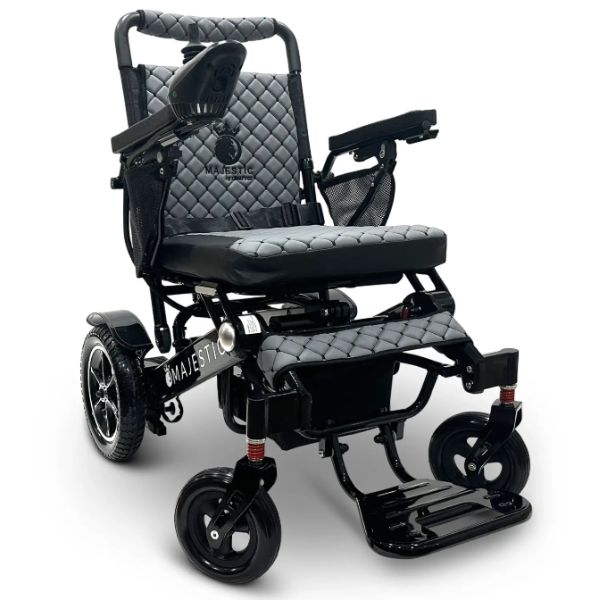 ComfyGo IQ-7000 Remote Control Folding Electric Wheelchair Black frame with Gray Cushion