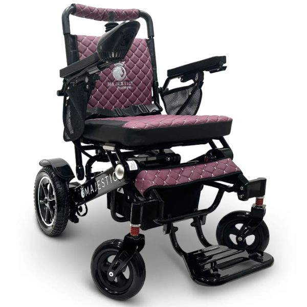 ComfyGo IQ-7000 Remote Control Folding Electric Wheelchair Black frame with Purple Cushion