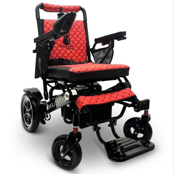 ComfyGo IQ-7000 Remote Control Folding Electric Wheelchair Black frame with Red Cushion