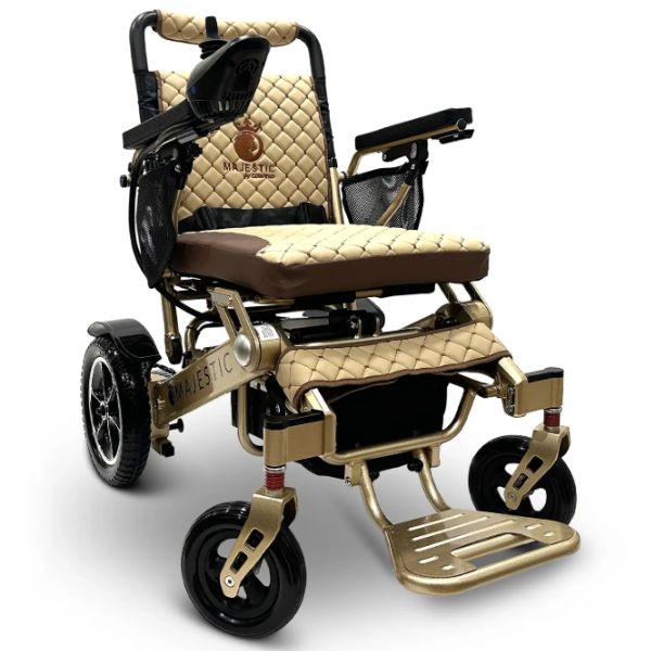 ComfyGo IQ-7000 Remote Control Folding Electric Wheelchair Bronze frame with Coffee Cushion
