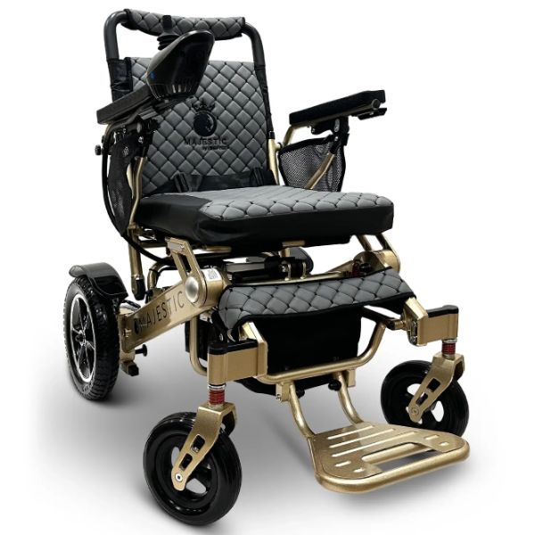 ComfyGo IQ-7000 Remote Control Folding Electric Wheelchair Bronze frame with Gray Cushion