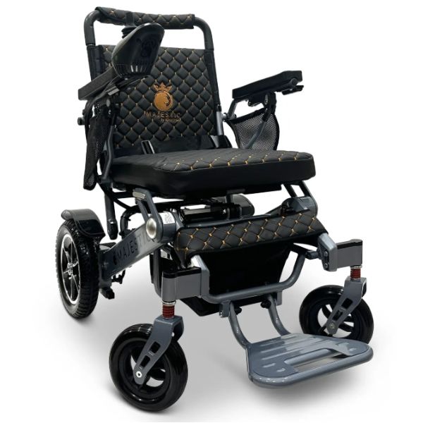 ComfyGo IQ-7000 Remote Control Folding Electric Wheelchair Silver frame with Black Cushion